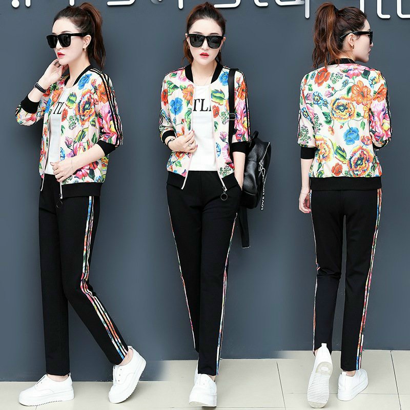 Set Bộ Dài Thể Thao Họa Tiết Hoa 3D - BTN82